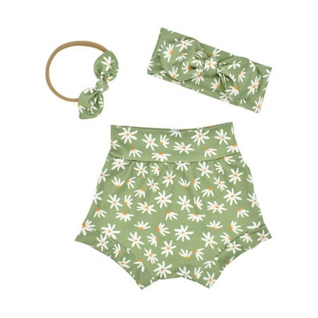 

LBECLEY Under Dress Shorts Toddler Baby Girls Leopard Watermelon Printed Floral Shorts Headband Set Big Girls Shorts Size 14 Green 80