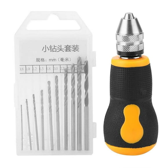 Hand Drill Manual,Mini Hand Drill, 10 pcs Small Hand Drill Drill Bits Micro Mini Portable Tool Set 0.8-3.0mm