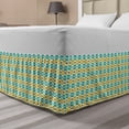 thumbnail image 1 of Geometric Bed Skirt, Star Shapes Inside Abstract Square Boxes Score Game Motif Print, Elastic Bedskirt Dust Ruffle Wrap Around for Bedding Decor, 4 Sizes, Mustard Sea Green and White, by Ambesonne, 1 of 2