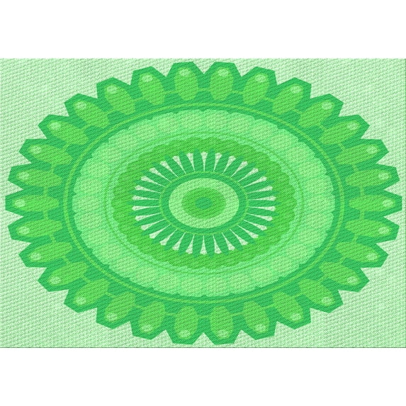 Ahgly Company Indoor Rectangle Patterned Neon Green Area Rugs, 5' x 7'