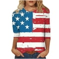 thumbnail image 2 of Vetsdori Red White and Blue Shirts for Women Fourth of July Plus Size 3/4 Sleeve Pullover Summer Crew Neck Casual,American Flag Independence Day Juniors Tops Graphic, 2 of 5