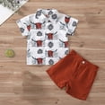 thumbnail image 3 of Atogsazn Toddler Boy Clothes Set Kids Casual Button Short Sleeve Shirt Shorts 2 Piece Outfit with Pocket White 4-5 Years, 3 of 6