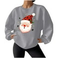 thumbnail image 6 of Women's Waffle Pullover Sweatshirt Santa Claus Graphic Tops Merry Christmas Shirts Xmas Novelty Tees Happy Festival Outfits Christmas Hat Clothing Comfy Pullovers, 6 of 7