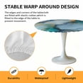 thumbnail image 6 of Ombre Teal Blue Marble Texture Elastic Fitted Round Table Cover Abstract Art Waterproof Outdoor Tablecloth for Holiday Party, Picnic, Patio & Dining Fits Tables Up to 45"-54", 6 of 8