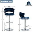 thumbnail image 2 of UIXE Velvet Navy Blue Bar Stools Set of 4 Modern High Back Swivel Barstool for Kitchen Counter Square Island, 2 of 5