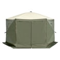 thumbnail image 3 of Pop Up Gazebo Tent, Pop-Up Screen Tent 6 Sided Canopy Sun Shelter with 6 Removable Privacy Wind Cloths & Mesh Windows, 12x12FT Quick Set Screen Tent with Mosquito Netting, Army Green, 3 of 9
