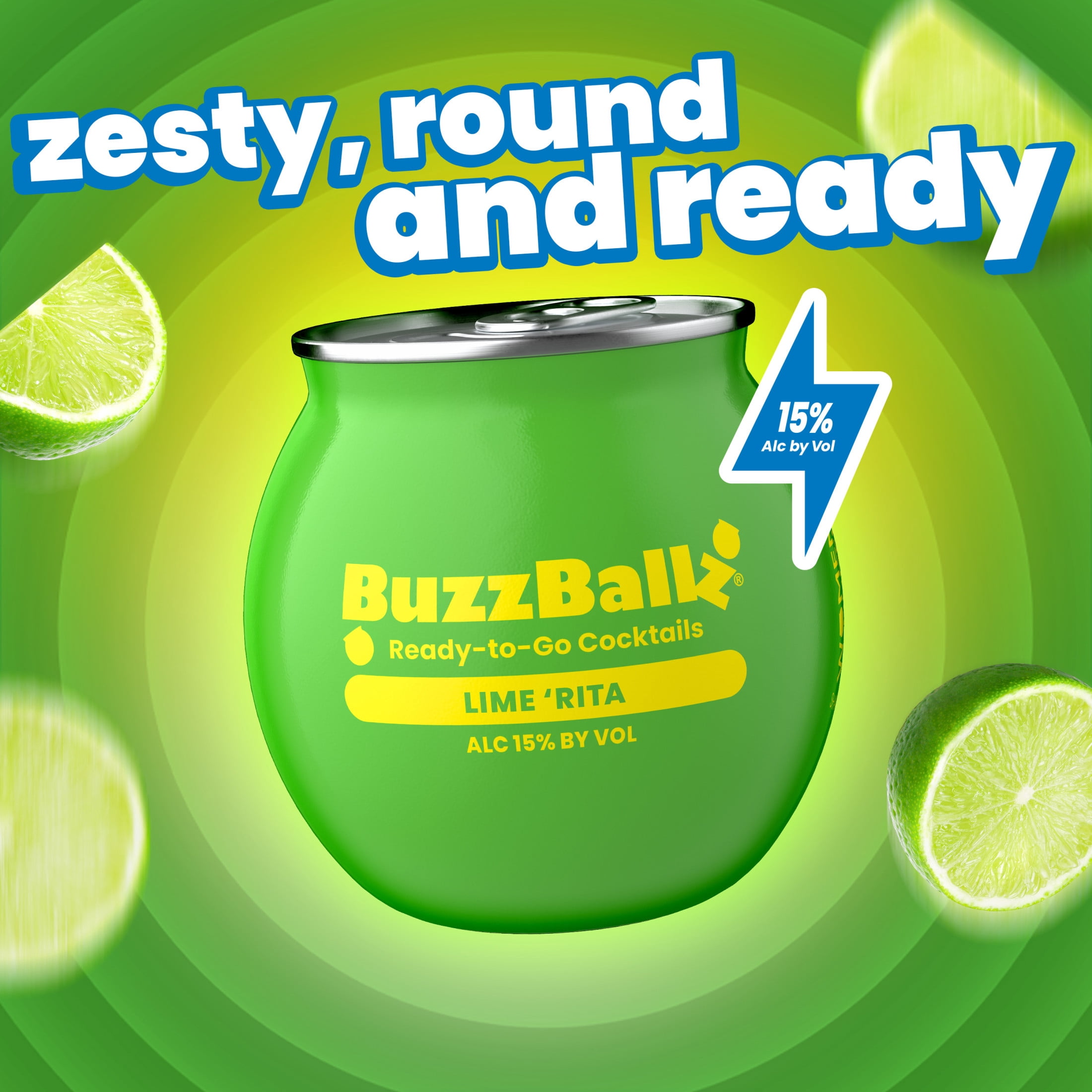 BuzzBallz Chillers Lime 'Rita, 187 mL Can, ABV 15%