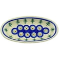 thumbnail image 2 of Polish Pottery 6½-inch Condiment Dish (Peacock Pines Theme) Hand Painted in Boleslawiec, Poland + Certificate of Authenticity, 2 of 6