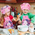 thumbnail image 5 of 2 Piezas Delantal Infantil Unicornio y Gorro de Chef Ajustable Delantal de Chef Infantil Disfraz de Cocina para Niñas Niños Cocinar, Pintar, Manualidades, Jardinería （60*40cm）, 5 of 5