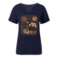 thumbnail image 4 of HOWPAY Womens T Shirts Floral Print Short Sleeve V Neck T Shirts Vintage Boho Loose Fit Casual Blouse Summer Lightweight Y2K Clothes Navy M, 4 of 4