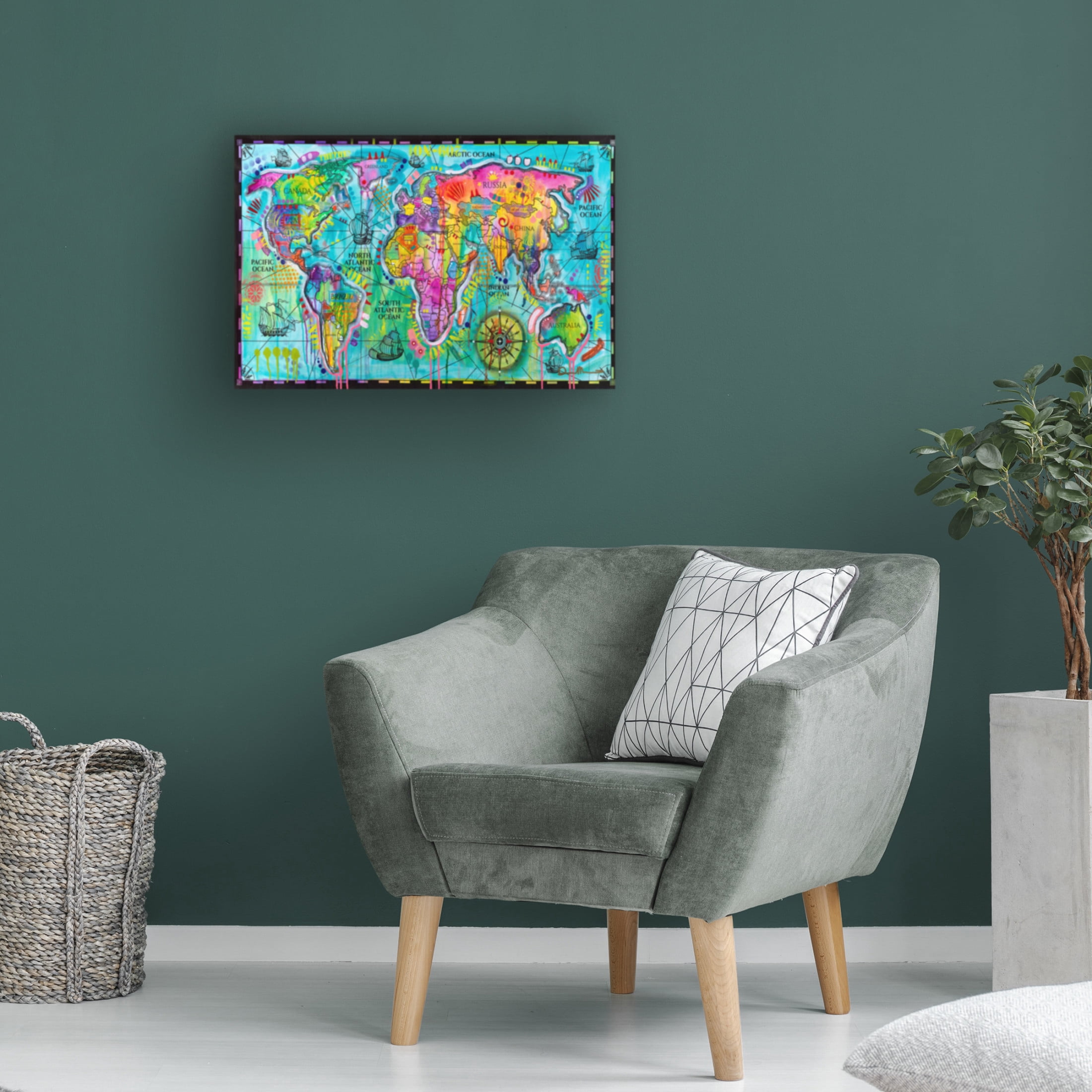 Canvas Wall Art - Dean Russo 'World Map' Wall Art for Living Room, Bedroom, or Office Décor by Trademark Fine Art - 32 x 22 Inches