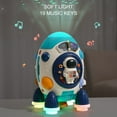 thumbnail image 3 of Juguete musical portátil de cohete para educación temprana, 19 teclas musicales, juguete musical espacial para niños, color azul, 3 of 14