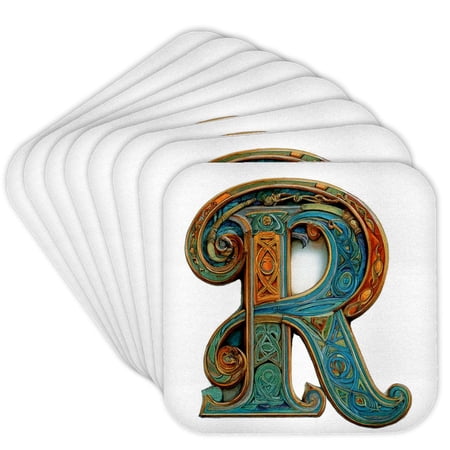 3drose, Celtic Monogram R, Set of 8 Coasters - Cork