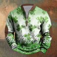 thumbnail image 2 of Penkiiy Mens St. Patrick's Day Irish Print 1/4 Zipper Collar Sweatshirt 2XL Multicolor, 2 of 5