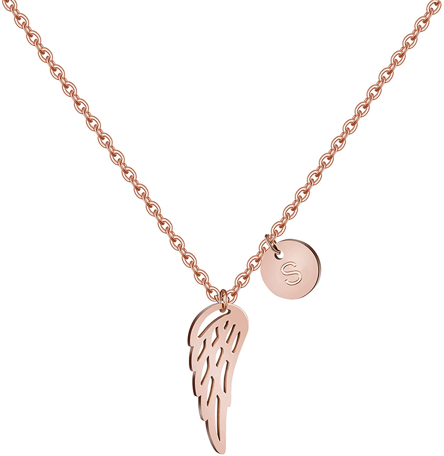 rose gold angel wing necklace