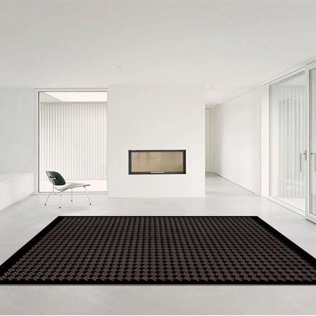 Light Luxury French Modern Plaid Living Room Carpet Bedroom Bedside Retro Striped Large Area Decorative Rugs Non-slip Floor Mat My Lux Decor Round