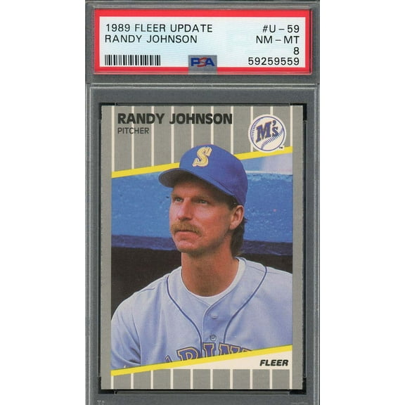 Randy Johnson 1989 Fleer Update Baseball Rookie Card RC #U-59 Graded PSA 8