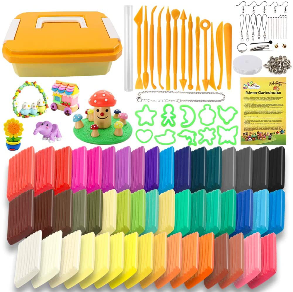 YIKUI Modeling Polymer Clay Kit,50 Colors Ultra Soft & Stretchable Oven Baking 