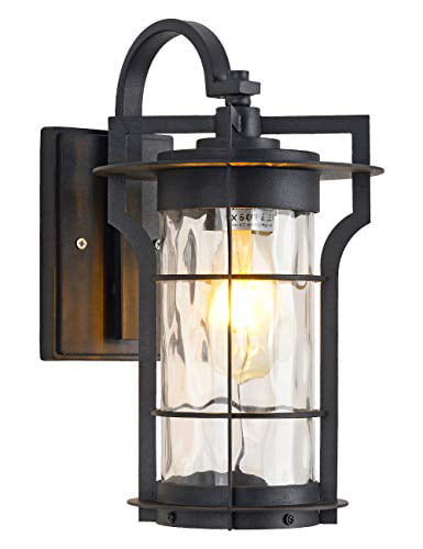 Black Wall Light Outdoor Exterior Weather Resistant Glass Lamp Fixture Patio NEW 
