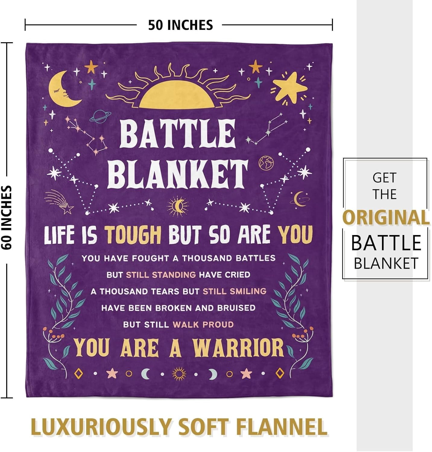 Cancer Care Gifts for Women, Get Well Soon Gifts Blanket for Her Him, Cancer Fighter Inspirational Quote Chemo Patient Gift - Meaningful Caring Message Battle Blanket