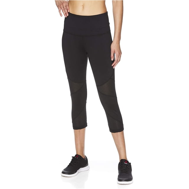 Reebok Highrise Capri - Pantalones deportivos de compresión para mujer, color negro, grande