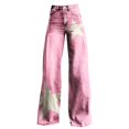 thumbnail image 6 of Women's Casual Pants Wide Leg Pants Women'S High Waisted Flower Patterned Pants Lightweight And Loose Casual Colorful Pants Heavyweight Pants,Pink Women's Casual Pants L, 6 of 7