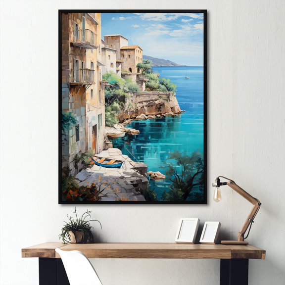Designart "Dreamy Landscape Of The French Riviera" France Floater Framed Canvas Prints