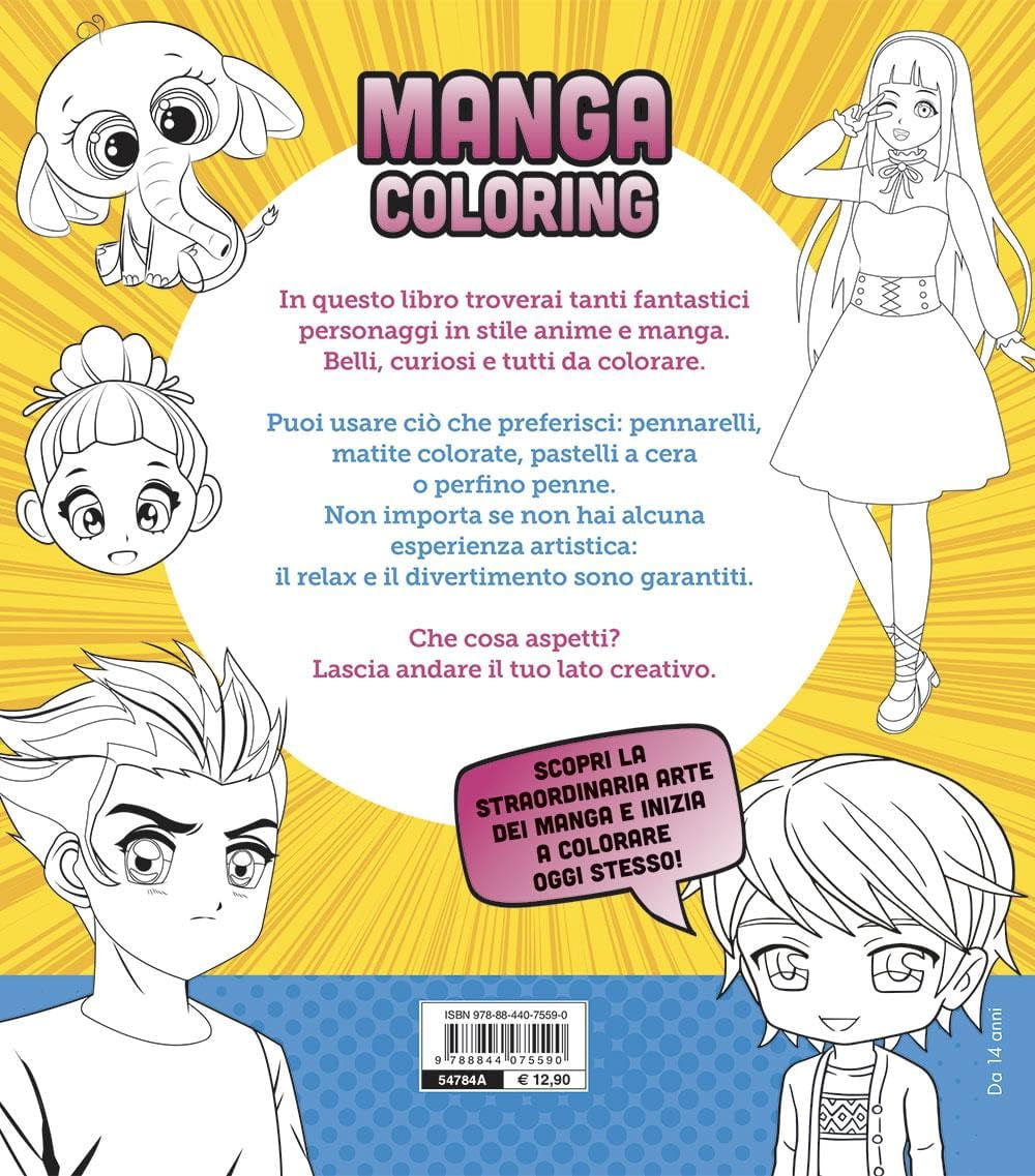 No Author Manga coloring. Album da colorare per bambini, fantastici personaggi in s (Paperback)