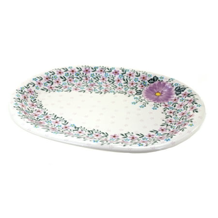 

Blue Rose Polish Pottery Lilac Garden Large Oval Platter
