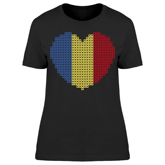 Romania Flag Shape T-Shirt Women -Image by Shutterstock, Female Large