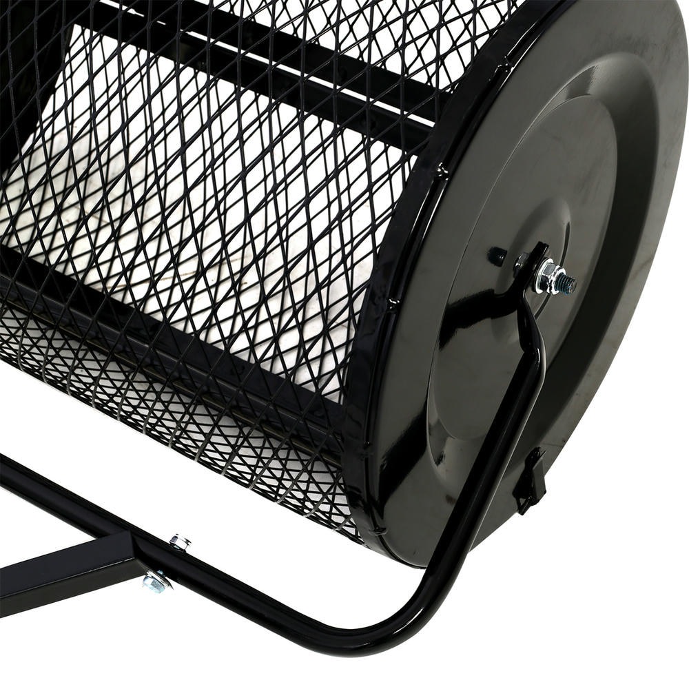 Barara King Peat Moss Spreader, Spreader for Lawn and Garden,Peat Moss Spreader 24inch,Compost Spreader Metal Mesh,Lawn and Garden Care Manure Spreaders Roller,heavy duty balck