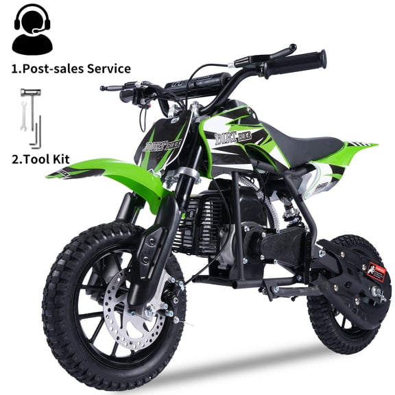 TOXOZERS Gas dirt bike，50CC 2-stroke Gas power Mini dirt bike，Top Speed 25 mph, Max Load 150 lb-Green