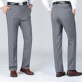 thumbnail image 2 of Rexolia Mens Classic Fit Dress Pants Vintage Straight Leg Side Pockets Business Casual Trousers Gray 32, 2 of 5