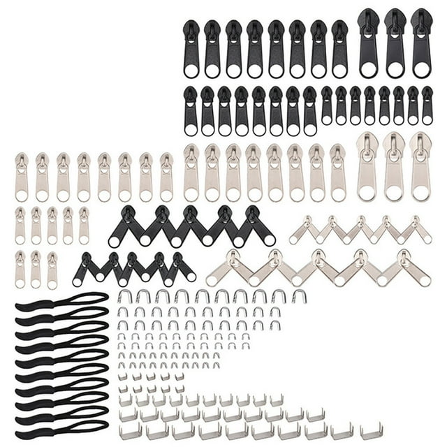 Trousse de Tête de Fermeture Éclair Trousse de Curseur de Fermeture Éclair Trousse Universelle de Remplacement de Fermeture Éclair Trousse de Sauvetage de Fermeture Éclair de Tente Trousse de Réparation de Fermeture Éclair de Vêtements