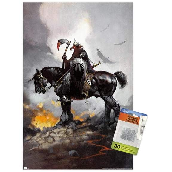 Frank Frazetta - Death Dealer 1 Wall Poster with Push Pins, 14.725" x 22.375"