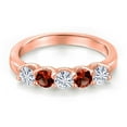thumbnail image 3 of Gem Stone King 18K Rose Gold Plated Silver White Moissanite and Red Garnet Wedding-Bands Ring for Women | 0.88 Cttw | Round 3.5MM | Gemstone Birthstone | Size 6, 3 of 7