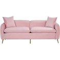 thumbnail image 6 of AngLink 77.5" Velvet Upholstered Sofa Couch with 2 Armrest Pockets, Modern 3-Seat Sofa Couch with 2 Pillows and Golden Metal Legs for Living Room, Apartment, Home Office (Pink), 6 of 8