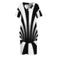 thumbnail image 3 of Vestido holgado con bolsillos y diseño de líneas ópticas y negras (negro/blanco) Ropa de mujer Vestidos largos, 3 of 6
