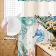 thumbnail image 3 of No Hook Shower Curtain, Seahorse Coastal Shower Curtains for Bathroom with See Through Top Window, Summer Nautical Starfish Coral Beige Waterproof & Washable Bath Curtain 66"x72", 3 of 9