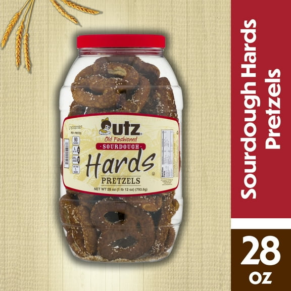 Utz Old Fashioned Sourdough Hards Pretzels, 28 oz Barrel