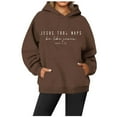 thumbnail image 2 of WENWU Women's Sweatshirts Hoodies Long Sleeve Womens Pullover Sweatshirt Baggy Hoodies Brown Sweatshirt Womens Womens Fall Clothes Streetwear Clothes, 2 of 3