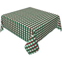Square Tablecloth 52 x 52 Inch, Christmas Red Green Gingham Tablecloth Square Water Resistant Tabletop Covers Polyester Table Cover for Kitchen Dining Picnic Party Home Decoration