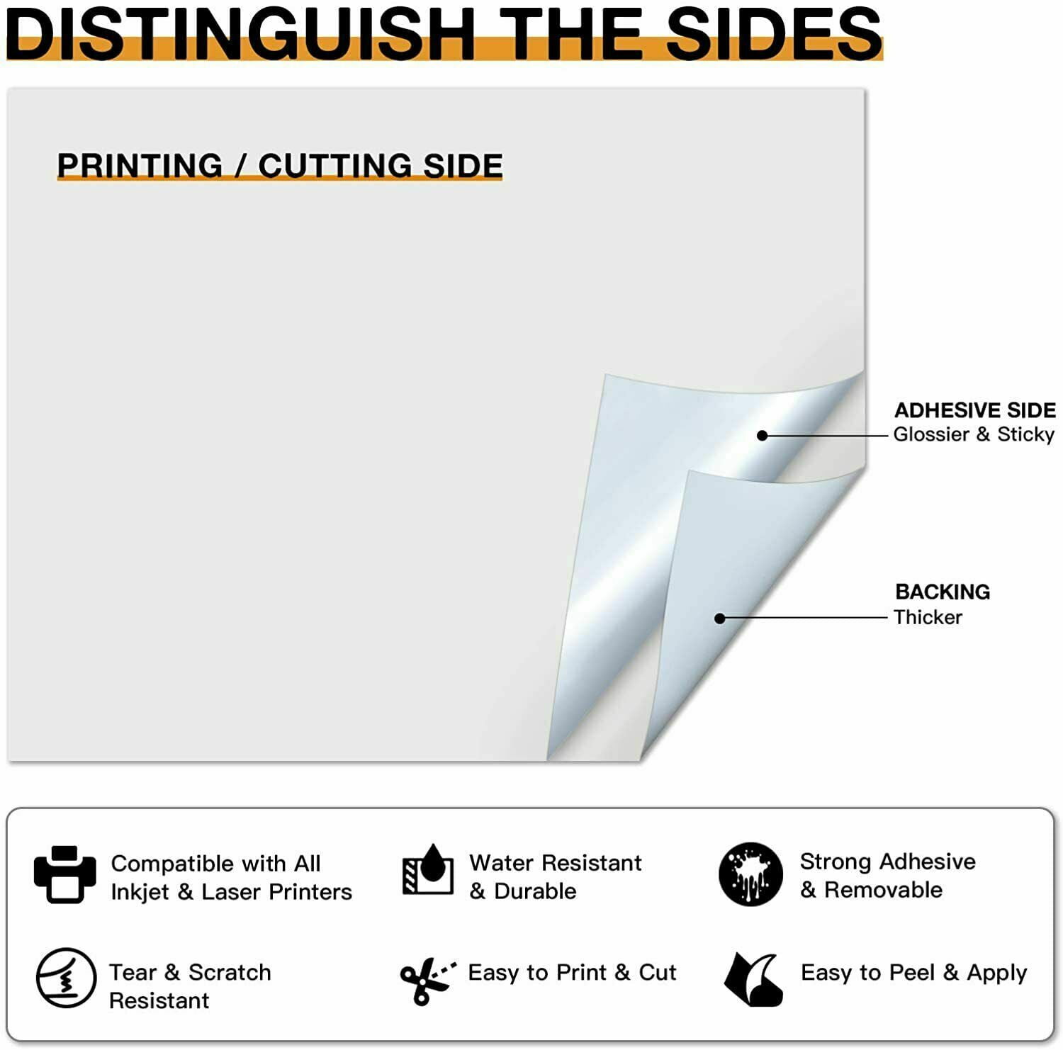 HTVRONT 20 Sheets Printable Vinyl Sticker Paper + 5 sheet Laminated Paper  Inkjet Laser Gloss Matte Self Adhesive