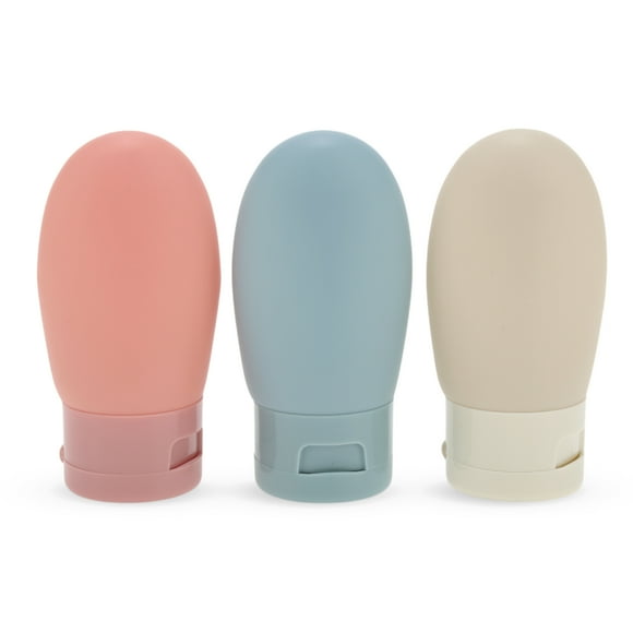 Conjunto de Contenedores de Viaje de 3 Piezas Unique Bargains Botellas de Viaje Portátiles 1.06oz Azul, Gris Claro, Rosa