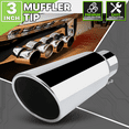 thumbnail image 2 of Magshion 2.5" Inlet 3" Outlet Stainless Steel Exhaust Muffler Straight-Through Round Diagonal Cut Chrome Roll Tip, 8.5" Length, 2 of 10