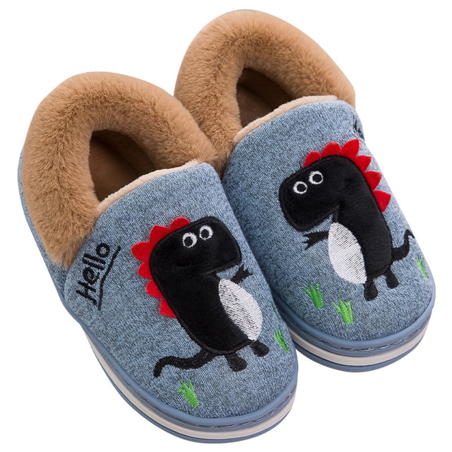 Zapatos de interior JAMW Pantuflas de dinosaurio para niños Invierno de felpa
