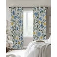 thumbnail image 3 of Blue Yellow Floral Spring Blackout Curtains 45 Inches Long for Bedroom, Summer Botanical Pastoral Green Thermal Insulated Room Darkening Black Out Window Curtain Panels Grommet Drapes for Living Room, 3 of 8
