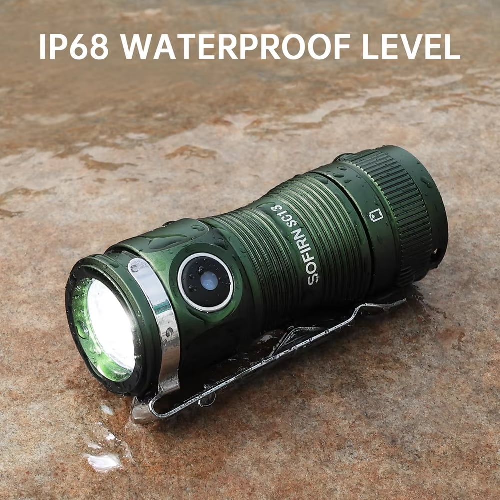 Sofirn SC13 1300 Lumens Mini Flashlight USB-C Rechargeable, 519A 5000K LED 1100 Lumen Powerful EDC Keychain Light, IPX8 Waterproof & Magnetic, Portable Keyring Flashlight for Camping Hiking