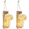 thumbnail image 2 of Mason Jar Lights with Flowers, Mason Jar Sconces for Wall Decor with 6-Hour Timer LED Fairy Light and Champagne Hydrangeas - for Farmhouse Kitchen Living Room Decor (Set of 2), 2 of 7
