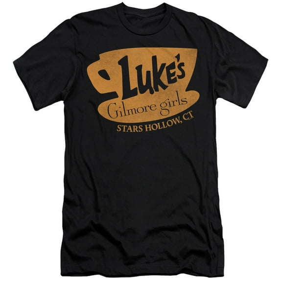Gilmore Girls Luke's Coffee Logo Unisex Adult Canvas Brand T Shirt, Black, Large